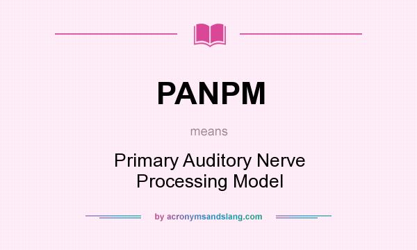 What does PANPM mean? It stands for Primary Auditory Nerve Processing Model