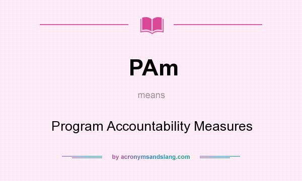 What does PAm mean? It stands for Program Accountability Measures