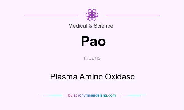 What does Pao mean? It stands for Plasma Amine Oxidase