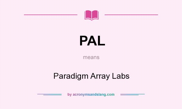 What does PAL mean? It stands for Paradigm Array Labs