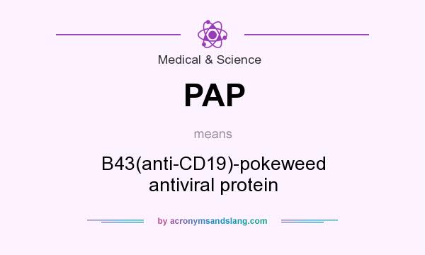 What does PAP mean? It stands for B43(anti-CD19)-pokeweed antiviral protein