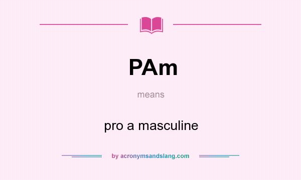 What does PAm mean? It stands for pro a masculine