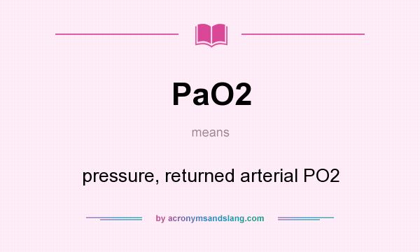 What does PaO2 mean? It stands for pressure, returned arterial PO2