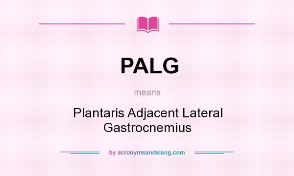 What does PALG mean? It stands for Plantaris Adjacent Lateral Gastrocnemius