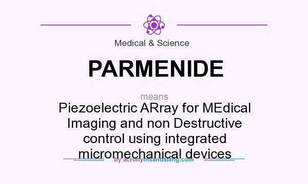 What does PARMENIDE mean? It stands for Piezoelectric ARray for MEdical Imaging and non Destructive control using integrated micromechanical devices