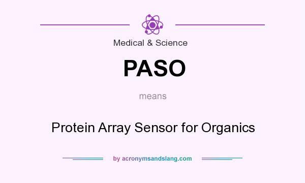 What does PASO mean? It stands for Protein Array Sensor for Organics