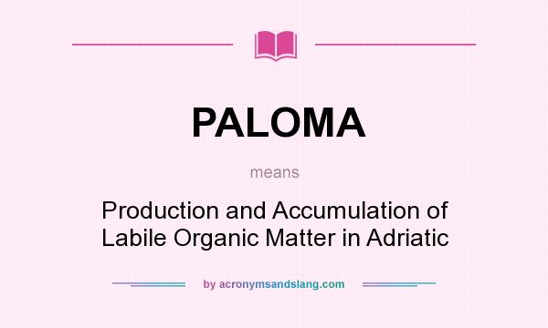What does PALOMA mean? It stands for Production and Accumulation of Labile Organic Matter in Adriatic