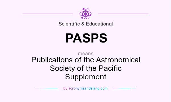 What does PASPS mean? It stands for Publications of the Astronomical Society of the Pacific Supplement