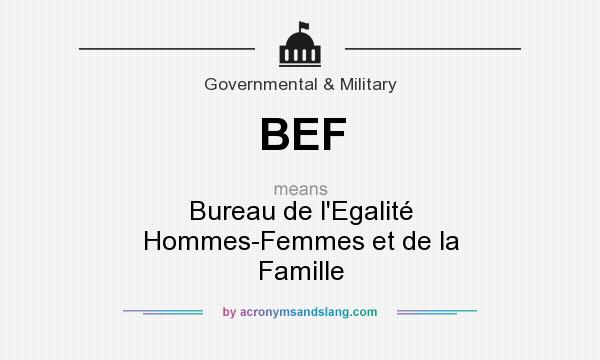 What does BEF mean? It stands for Bureau de l`Egalité Hommes-Femmes et de la Famille