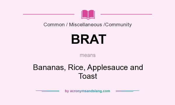 What does BRAT mean? It stands for Bananas, Rice, Applesauce and Toast