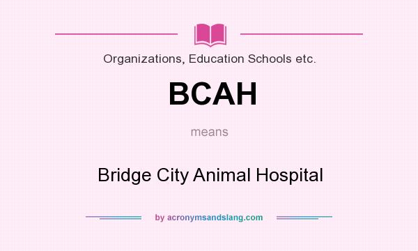 What does BCAH mean? It stands for Bridge City Animal Hospital