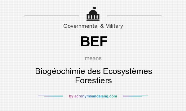 What does BEF mean? It stands for Biogéochimie des Ecosystèmes Forestiers