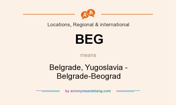 What does BEG mean? It stands for Belgrade, Yugoslavia - Belgrade-Beograd