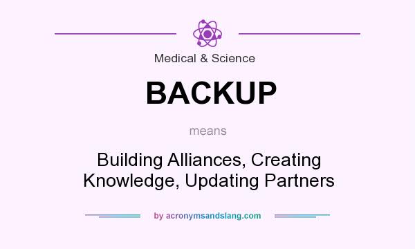What does BACKUP mean? It stands for Building Alliances, Creating Knowledge, Updating Partners
