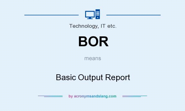 What does BOR mean? It stands for Basic Output Report