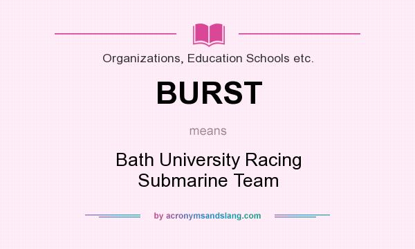 What does BURST mean? It stands for Bath University Racing Submarine Team