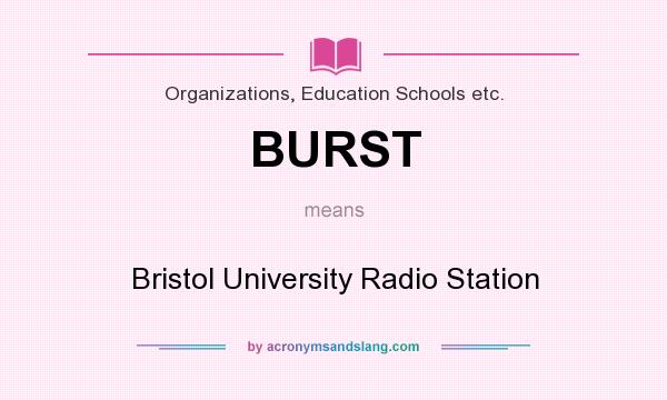 What does BURST mean? It stands for Bristol University Radio Station