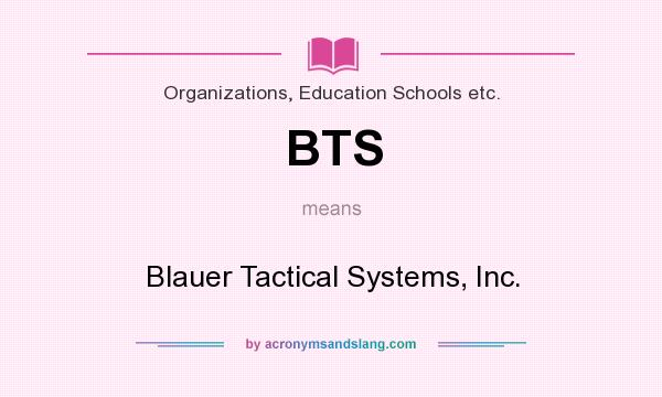 What does BTS mean? It stands for Blauer Tactical Systems, Inc.