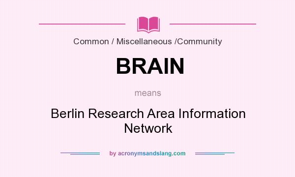 What does BRAIN mean? It stands for Berlin Research Area Information Network