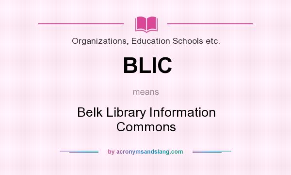 What does BLIC mean? It stands for Belk Library Information Commons
