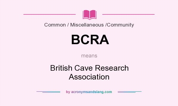 What does BCRA mean? It stands for British Cave Research Association