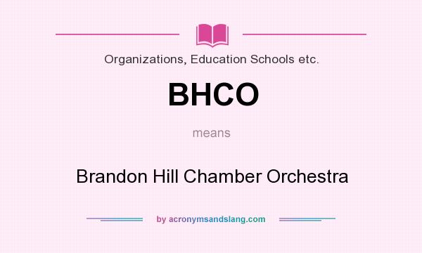 What does BHCO mean? It stands for Brandon Hill Chamber Orchestra