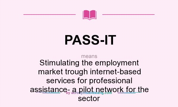 What does PASS-IT mean? It stands for Stimulating the employment market trough internet-based services for professional assistance- a pilot network for the sector