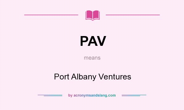 What does PAV mean? It stands for Port Albany Ventures