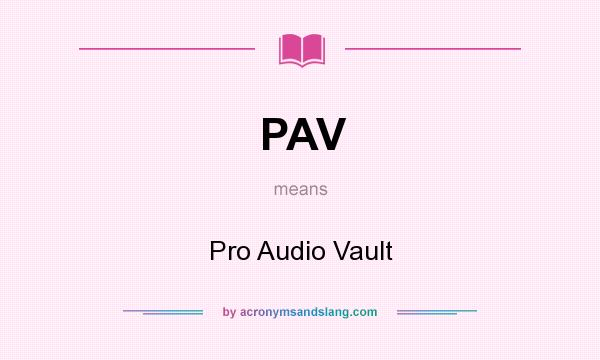 What does PAV mean? It stands for Pro Audio Vault