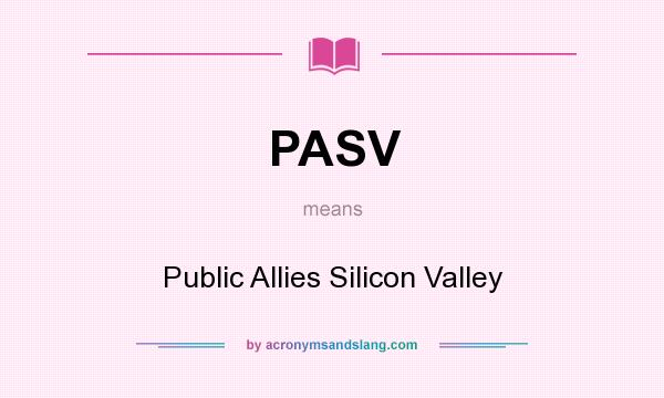 What does PASV mean? It stands for Public Allies Silicon Valley