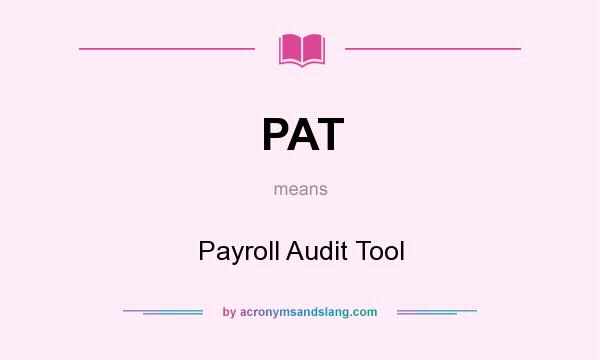 What does PAT mean? It stands for Payroll Audit Tool