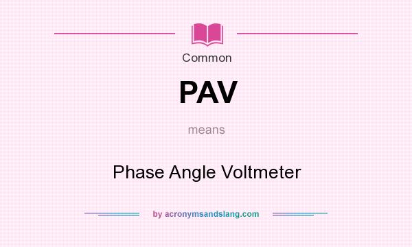 What does PAV mean? It stands for Phase Angle Voltmeter