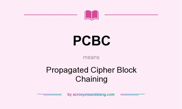 What does PCBC mean? It stands for Propagated Cipher Block Chaining