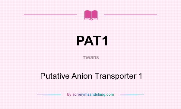 What does PAT1 mean? It stands for Putative Anion Transporter 1
