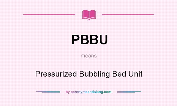 What does PBBU mean? It stands for Pressurized Bubbling Bed Unit