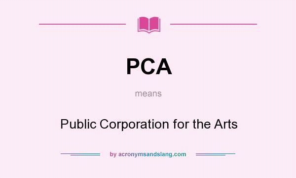 What does PCA mean? It stands for Public Corporation for the Arts
