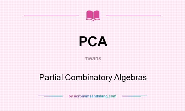 What does PCA mean? It stands for Partial Combinatory Algebras