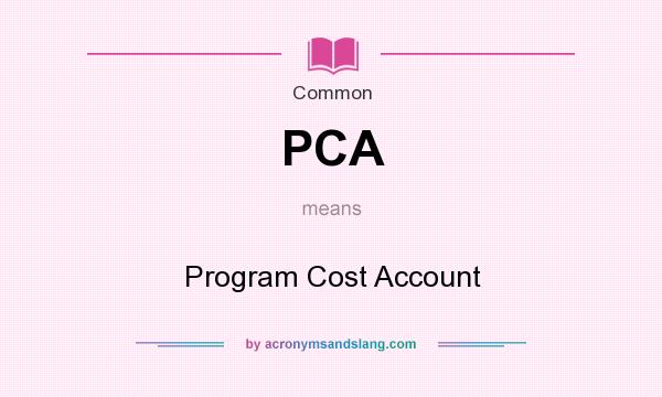 What does PCA mean? It stands for Program Cost Account