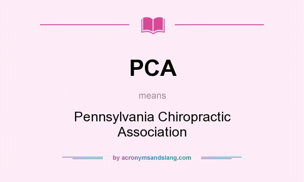 What does PCA mean? It stands for Pennsylvania Chiropractic Association