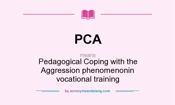 What does PCA mean? It stands for Pedagogical Coping with the Aggression phenomenonin vocational training