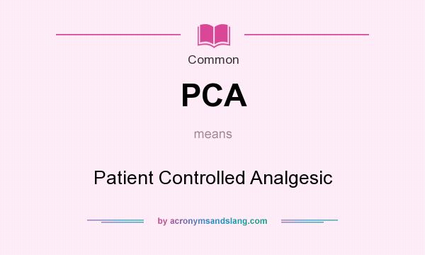 What does PCA mean? It stands for Patient Controlled Analgesic