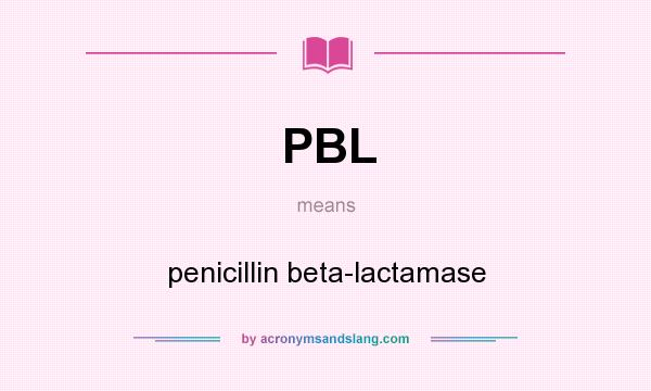 What does PBL mean? It stands for penicillin beta-lactamase