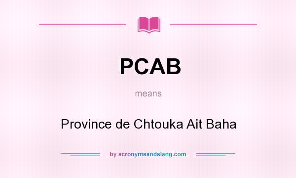 What does PCAB mean? It stands for Province de Chtouka Ait Baha