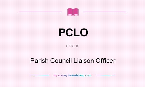 What does PCLO mean? It stands for Parish Council Liaison Officer