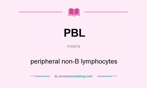 What does PBL mean? It stands for peripheral non-B lymphocytes