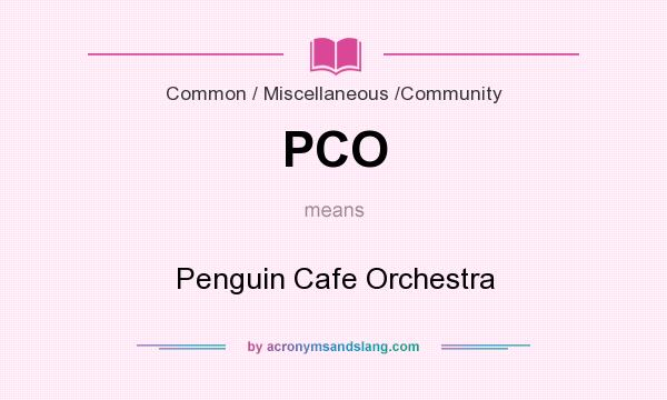 What does PCO mean? It stands for Penguin Cafe Orchestra