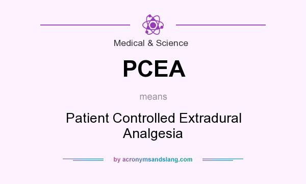 What does PCEA mean? It stands for Patient Controlled Extradural Analgesia