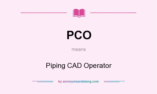 What does PCO mean? It stands for Piping CAD Operator