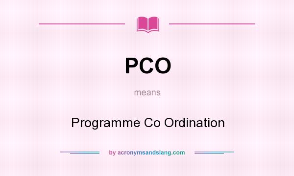 What does PCO mean? It stands for Programme Co Ordination
