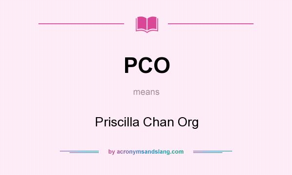 What does PCO mean? It stands for Priscilla Chan Org